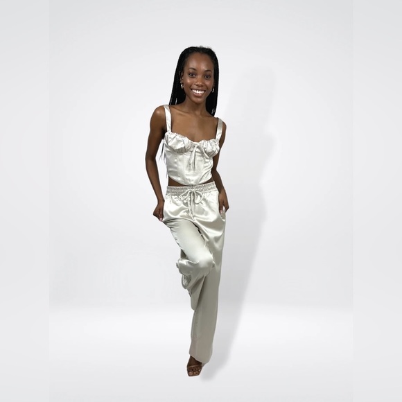 Cream Satin Top & Pants Set - Picture 4 of 7